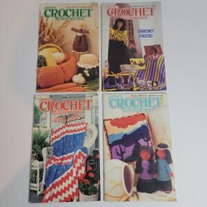 4 Vintage Annie's Crochet Newsletter Booklets Cultural American Patterns